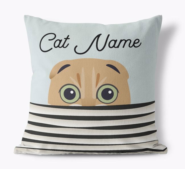 Peeking Cat: Personalised {breedCommonName} Canvas Cushion